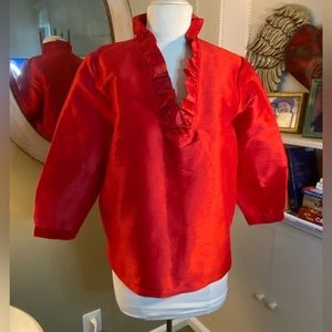 Crown & Ivy ruffle blouse. Bracelet sleeve.   Size 16 Aprox NWOT